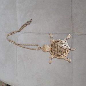 Vintage Articulated Gold Turtle Necklace
